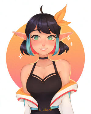 a fan art of Calypsiel smiling